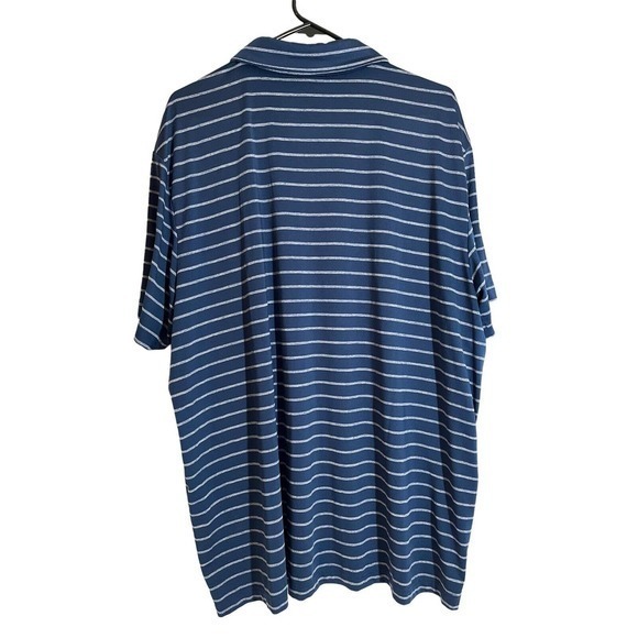 Members Mark Mens Polo Active Performance Blue/ Gray Striped Shirt Size XXL - Picture 3 of 4